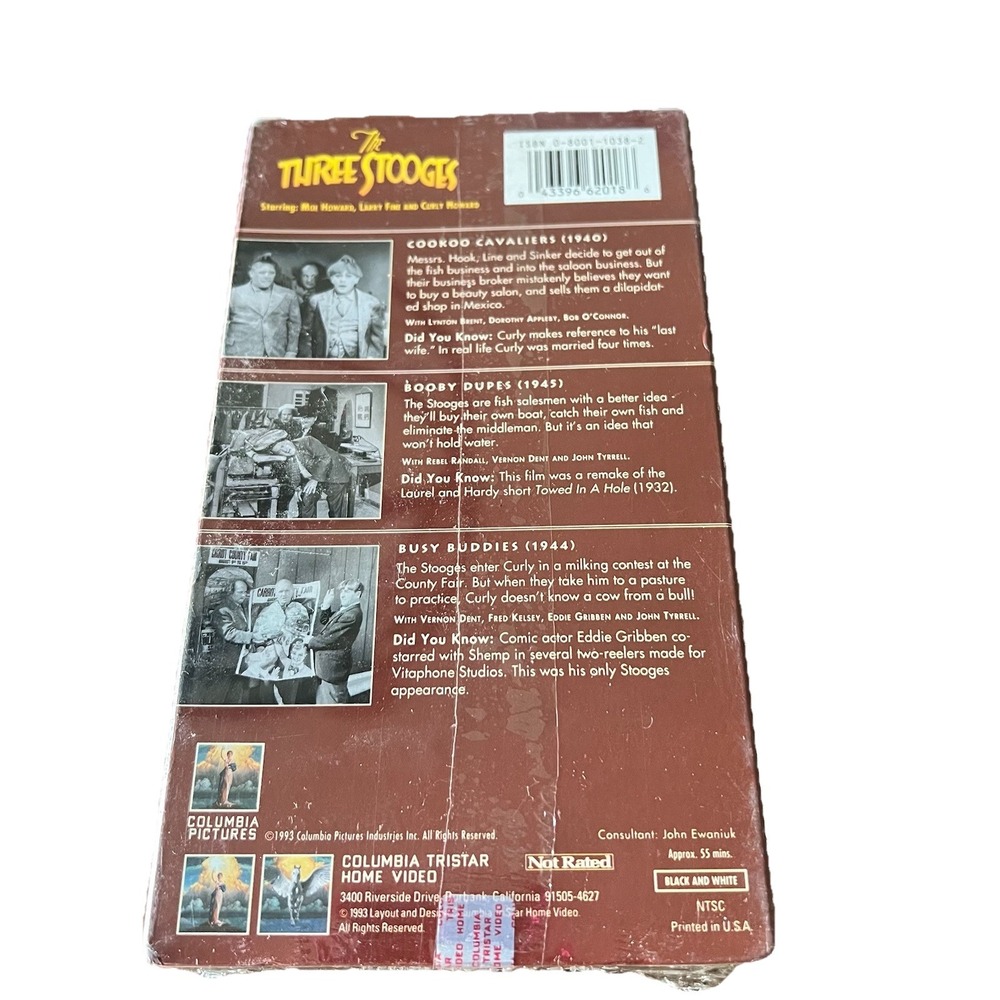 The Three Stooges Cookoo Cavaliers VHS Vintage Classic New Sealed 1993 - Picture 2 of 3